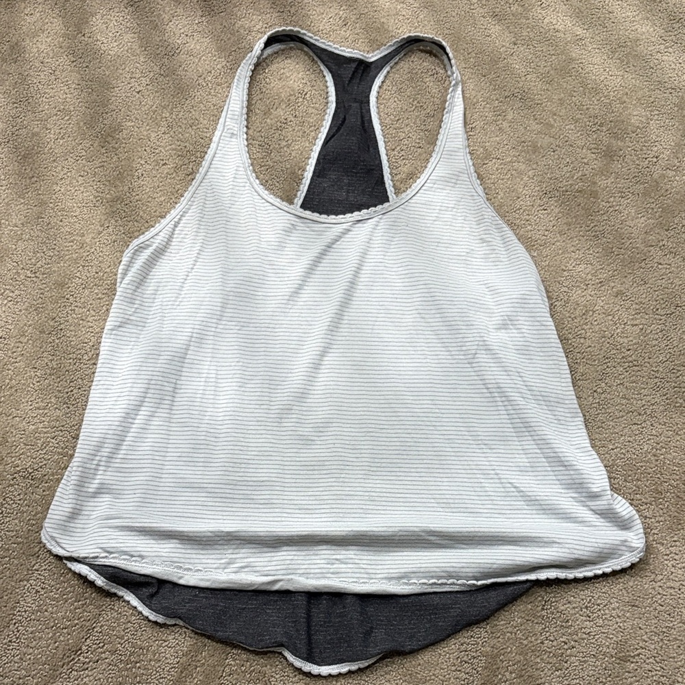 Women's lululemon White and Gray Racerback flowy Tank Top